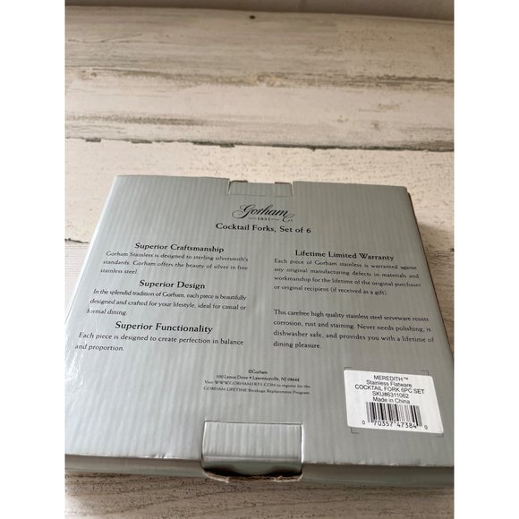 GORHAM MEREDITH HORS D'OEUVERS COCKTAIL FORKS SET OF 6 NEW IN BOX - Picture 3 of 3